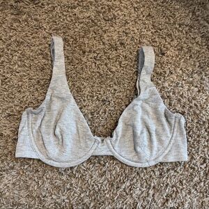 Honeydew Grey Ribbed Bra